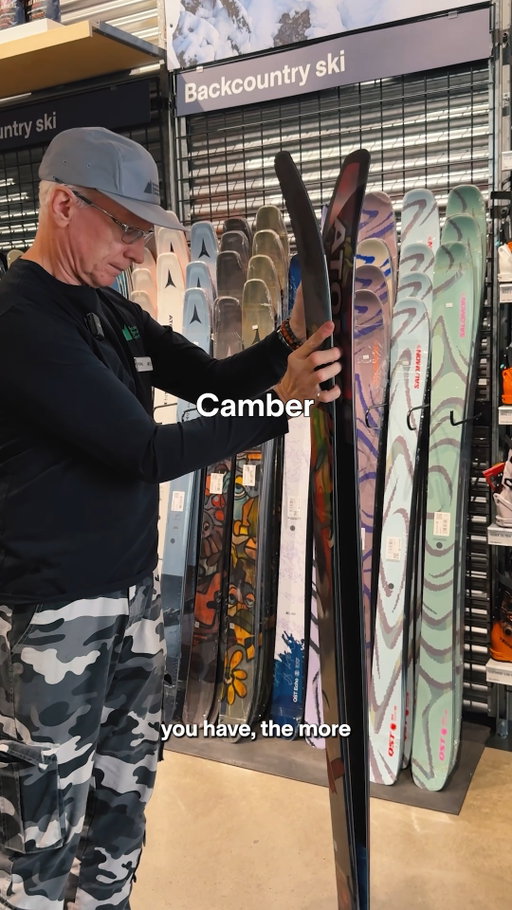 How to pick the right pair of skis for you 🎿 PART 2

#MECstaffer Pierre is back to share more of the sometimes-confusing ski terminology:

〰️ Rocker: upward curve at the tip and/or tail that helps with float
〰️ Camber: slight arch underfoot that provides edge grip, stability, and energy when turning on firm snow
〰️ Stiffness: affects responsiveness, stability, and how much power it takes to control
〰️ Sidecut: hourglass shape that determines how easily and tightly a ski turns

Link in bio for more tips.