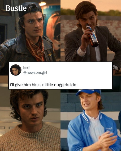 No one has ever mothered harder than Steve Harrington. 

Photo: #StrangerThings/#Reba/#SteveHarrington/night_daisie, girlwreckage, shivlestat, hewsonsgirl, acupofdjo on X