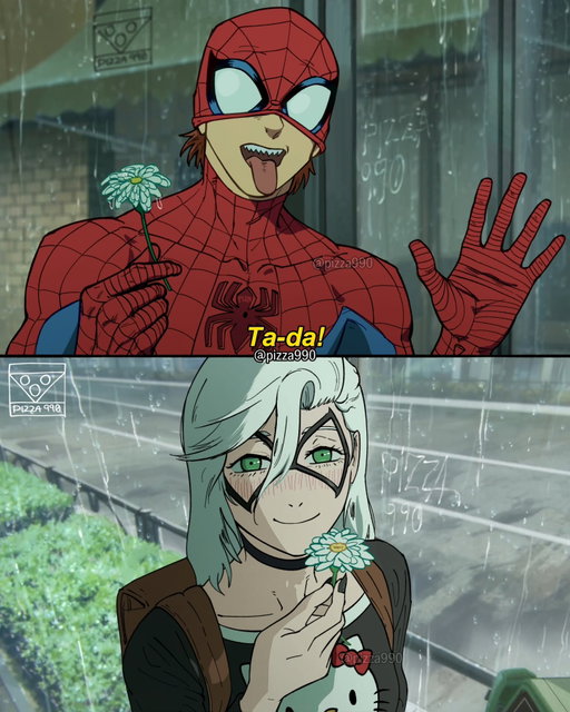 A lof people asked for the Black Cat version of this drawing so here ya go!! 🐈‍⬛

(Spider-Man x Chainsaw Man)

#spiderman #chainsawman #fanart