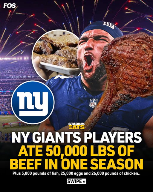 According to the New York Giants, last season the team went through: 

5,000 lbs of fish
25,000 lbs of eggs
26,000 lbs of chicken
50,000 lbs of beef 

(via @nygiants)

#stadiumeats