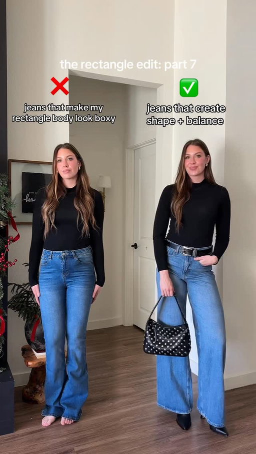 Same body. Different jeans. Proof that it’s NOT your body, it’s how you dress it! One makes me look boxy. The other gives shape without trying. Type NEED for details to these (my favorite) jeans for rectangle body types! 

If you’ve ever felt like jeans just… don’t do anything for your figure — this series is for you.
I’m breaking down what actually works for rectangle bodies so you don’t have to guess anymore.

Follow along if you want getting dressed to finally feel easy 🤍

Body type, jeans that flatter, rectangle body type outfits, how to style your body type, mom style https://liketk.it/5IVbT