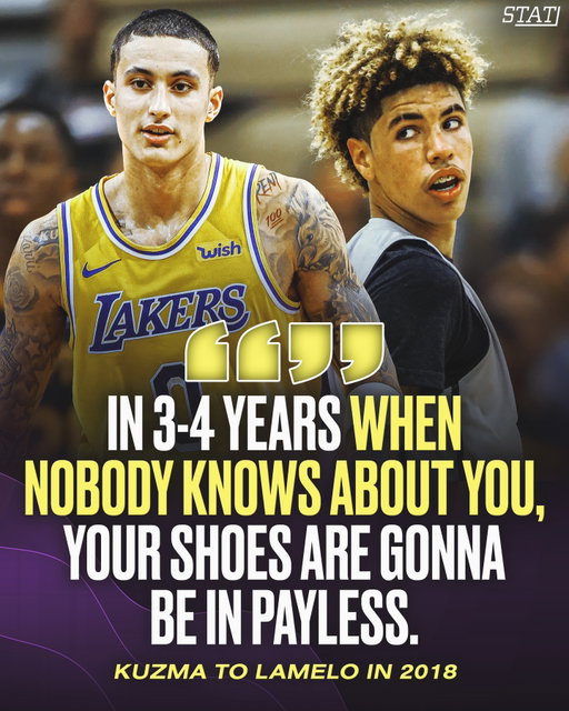 This era in 2018 where Kuzma was constantly beefing with a young LaMelo was peak 💀

(via @bigballerbrand)