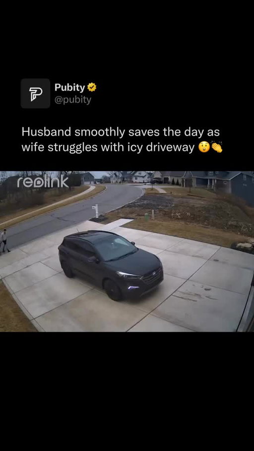 😲

Driveways freeze in winter because moisture from rain, melting snow, or frost seeps into tiny cracks and pores in the surface, then temperatures drop below freezing. 

As the water turns to ice, it expands and spreads across the driveway, creating a slick layer. Shaded areas, poor drainage, and materials like concrete or asphalt that retain cold make this more likely, allowing ice to form and persist even when surrounding ground appears dry.

(Alex Equihua via ViralHog)

#surprise