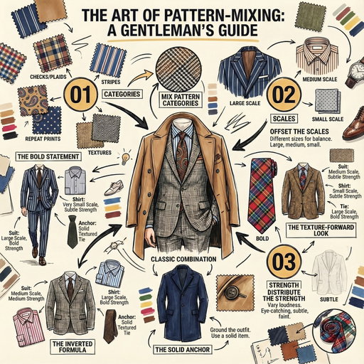 🇫🇷 L'art du mélange de motifs en 3 règles

Superposer carreaux, rayures et paisley sans ressembler à un accident de vestiaire : un défi qui paralyse beaucoup d'hommes devant leur penderie.

Pourtant, les règles sont simples une fois qu'on les connaît.

Voici les 3 principes fondamentaux :
𝗠𝗲́𝗹𝗮𝗻𝗴𝗲𝘇 𝗹𝗲𝘀 𝗰𝗮𝘁𝗲́𝗴𝗼𝗿𝗶𝗲𝘀
Carreaux + rayures + motifs répétitifs (paisley, pois) = richesse visuelle sans monotonie.
𝗩𝗮𝗿𝗶𝗲𝘇 𝗹𝗲𝘀 𝗲́𝗰𝗵𝗲𝗹𝗹𝗲𝘀
Grand motif sur la veste, moyen sur la cravate, petit sur la chemise. Cette hiérarchie évite la cacophonie.
𝗗𝗼𝘀𝗲𝘇 𝗹'𝗶𝗻𝘁𝗲𝗻𝘀𝗶𝘁𝗲́
Un élément audacieux, un subtil, un neutre. La cravate tricot ou grenadine unie .

5 archétypes de tenues dans ce carousel pour passer de la théorie à la pratique.

💬 Commentez TIE pour 3 emails illustrés avec de précieux conseils pour bien porter la cravate

🇬🇧 The art of pattern mixing in 3 rules

Layering checks, stripes and paisley without looking like a walking accident: a challenge that freezes many men in front of their wardrobe.

Yet the rules are straightforward once you know them.

Here are the 3 fundamental principles:

𝗠𝗶𝘅 𝗰𝗮𝘁𝗲𝗴𝗼𝗿𝗶𝗲𝘀
Checks + stripes + repeat prints (paisley, dots) = visual richness without monotony.

𝗢𝗳𝗳𝘀𝗲𝘁 𝘁𝗵𝗲 𝘀𝗰𝗮𝗹𝗲𝘀
Large pattern on the jacket, medium on the tie, small on the shirt. This hierarchy prevents chaos.

D𝗶𝘀𝘁𝗿𝗶𝗯𝘂𝘁𝗲 𝘁𝗵𝗲 𝘀𝘁𝗿𝗲𝗻𝗴𝘁𝗵
One bold element, one subtle, one neutral. A solid knit or grenadine tie.

4 outfit archetypes in this carousel to move from theory to practice.

💬 Comment TIE for 3 illustrated emails with essential tips for wearing a tie with confidence

#PatternMixing #ModeHomme #StyleMasculin #MenswearGuide #SartorialStyle #TieGame #CravateSoie