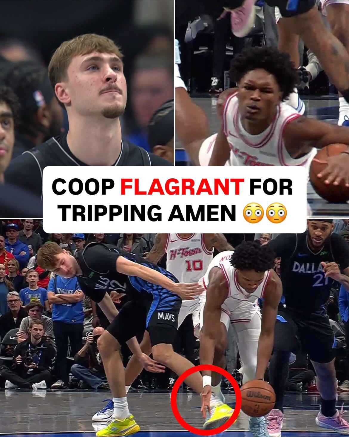 Cooper Flagg got a Flagrant 1 for tripping Amen Thompson after he stole the ball from him 😬