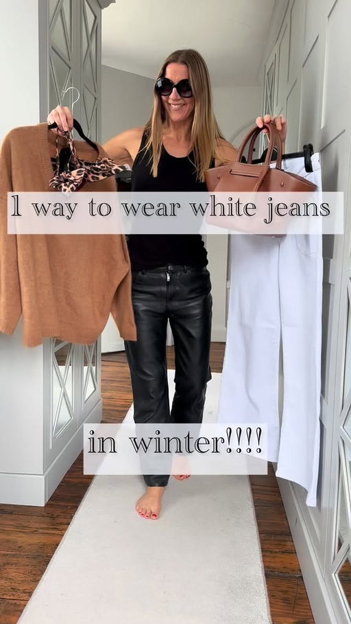 White jeans in winter is always a good idea🤍Comment SHOP below to receive a DM with the link to this post on my LTK ⬇ https://liketk.it/5HCpu