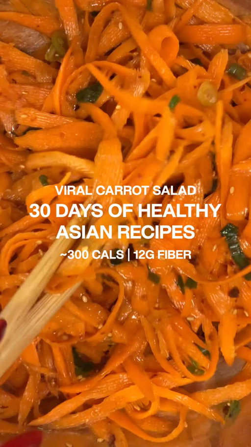DAY 4 of 30 days of healthy Asian recipes 🥢

I’LL BE POSTING A RECIPE EVERY SINGLE DAY SO FOLLOW FOR MORE

VIRAL CARROT SALAD INSPIRED BY @cassyeungmoney 

MACROS
294 cals | 9.8g protein | 47.4g carbs | 9.5g fat | 11.7g fiber

12 oz carrot
2 medium green onions, sliced
2 tbsp garlic
1 tbsp @flybyjing sweet and spicy Sauce (or any chili crunch of choice)
2 tbsp soy sauce
2 tbsp rice vinegar
1 tbsp toasted sesame seeds

#healthyasian #macrofriendly #fiberpacked #easyrecipes #plantforward