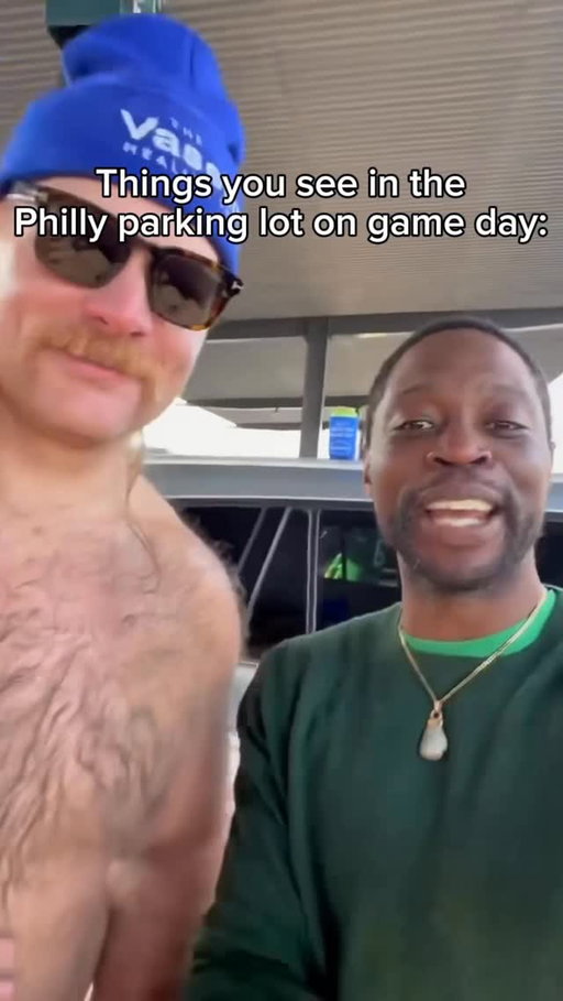 Wait is that shirtless superfan in the parking lot former player @thebutterking? #VaselinePartner
