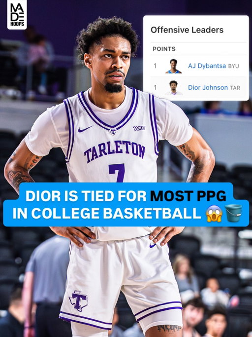 Dior is tied with only AJ Dybantsa for the most PPG in college basketball after dropping 34 PTS in an OT win last night 😳🔥 @diorr 

Keep in mind he did all this coming off the bench 🤯