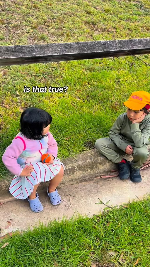 My brother-in-law caught this sweet moment between cousins 🥹 Sweet little Ava was upset that Gigi wouldn’t fetch the ball and Vito gave her some solid advice 😭 Kuya Vito!!!