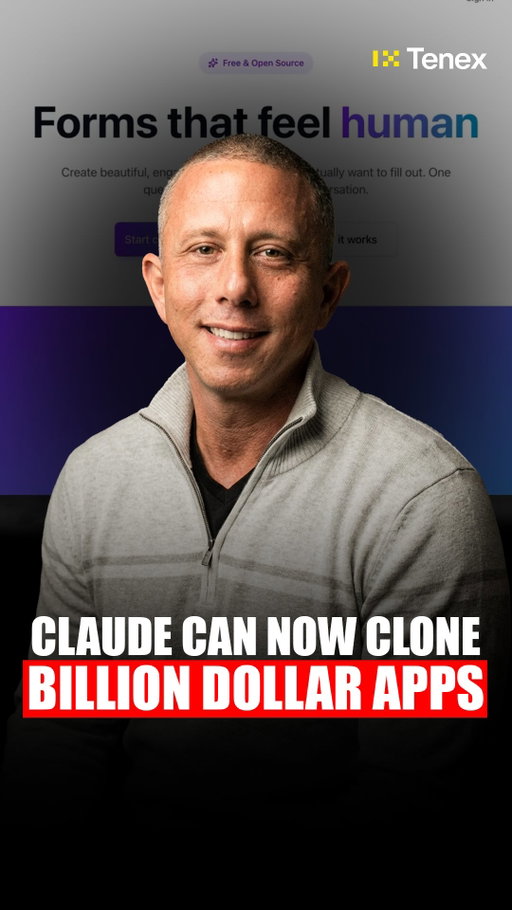 Comment “TENEX” and we’ll send you our weekly AI breakdown.

An American developer just cloned a billion-dollar company in 35 minutes using AI.

His name is Nader Dabbit, and he wanted to see how far Claude could go when pushed to the limit.

So he picked Typeform.

Using a single prompt with Claude Opus 4.5, he built an open-source Typeform clone—polished, functional, and deployable in about 15 minutes at a fraction of the cost.

The wild part: Typeform’s main advantage is user experience—and this clone got surprisingly close.

This is the moment where one person, one laptop, and one model can realistically build what used to take an entire company.

Comment “TENEX” and we’ll send you our weekly AI breakdown.

#ai #artificialintelligence #businessideas