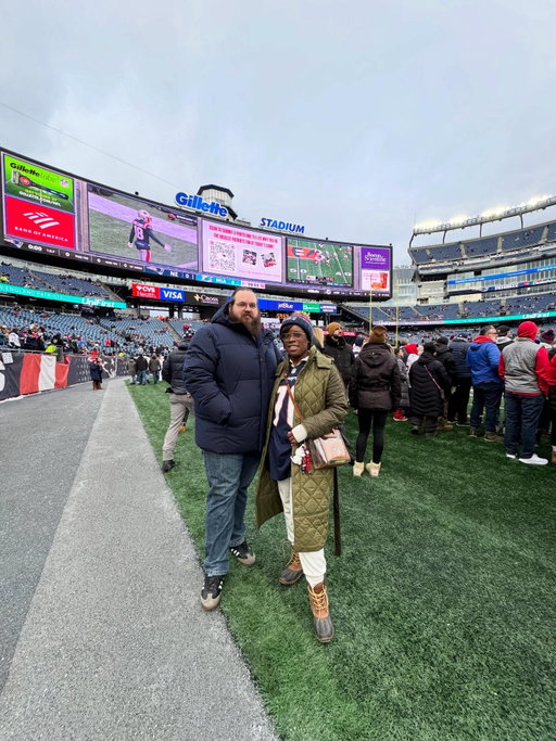 Yesterday’s game vs. our first @patriots game together ❤️