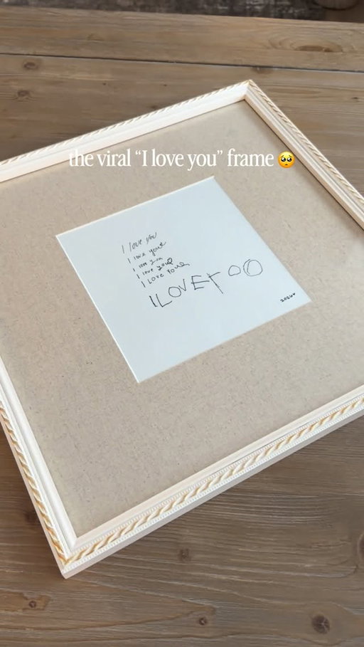 the viral “I love you” frame… I CANNOT🥺 so cute and easy to do… I grabbed the frame from @homesensecanada . Even a table top picture frame would work beautifully. I will keep this forever and ever🤍🤍 HIGHLY recommend! 

Motherhood, home decor, kids art, mom of 4, parenting, DIY