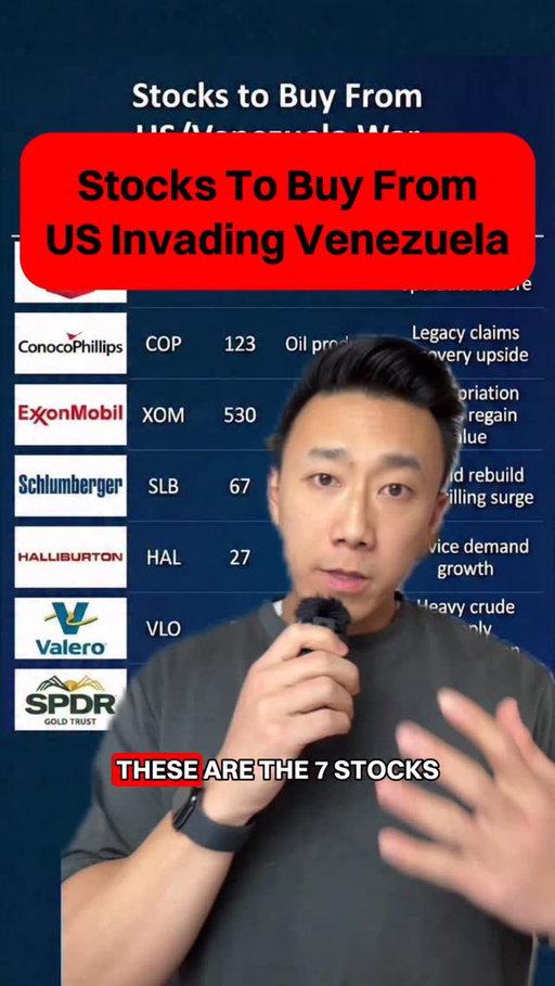 7 stocks that stand to benefit from US/Venezuela conflict
1. Chevron (CVX)
2. ConocoPhillips (COP)
3. Exxon Mobil (XOM)
4. SLB (SLB)
5. Halliburton (HAL)
6. Valero (VLO)
7. SPDR Gold Trust (GLD)