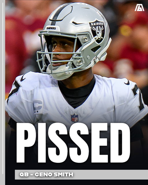 Geno Smith is PISSED.

With the Raiders likely taking a QB with the first pick & firing HC Pete Carroll, Geno Smith has disassociated himself with everything to do with Vegas by unfollowing the team and deleting all posts on IG.

The end is near for Geno.