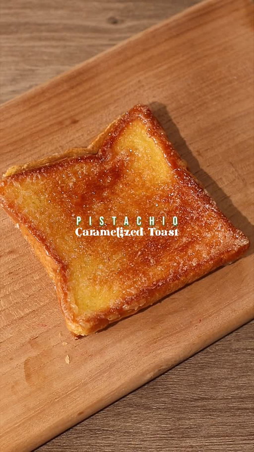 🍞🥜 Pistachio Caramelized Toast

📝 Recipe

60g • Butter / Margarine
50g • Sugar
2-4 Slices • Bread
Pistachio Spread

Instructions:

• Buttered Sugar
- mix together butter and sugar

• Bread
- prepare a slice of bread
- spread pistachio spread as the fillings
- stack another bread on top
- spread the buttered sugar on top of the bread

• Cooking; Bread
- heat pan in medium heat, once it’s hot, turn stove into low heat
*note: always put the heat in low heat all the time
- fry the buttered side of the bread on the pan
- spread buttered sugar on the other side of the bread 
- flip the bread to cook the other side of the bread

• Finishing; Caramelized Toast with Pistachio Fillings
- once the bread is a bit cold, it’s gonna be crunchy because of the caramelized sugar then you can enjoy!

//

Easy recipe at home with IC! 👩‍🍳

I think this would be better with crushed pistachio inside, I might make another one to just prove my point! 😭 btw aren’t you guys tired with my caramelized toast recipe? It gets viral almost all the time 😂 

—

#asmr #breadrecipe #toasttuesday