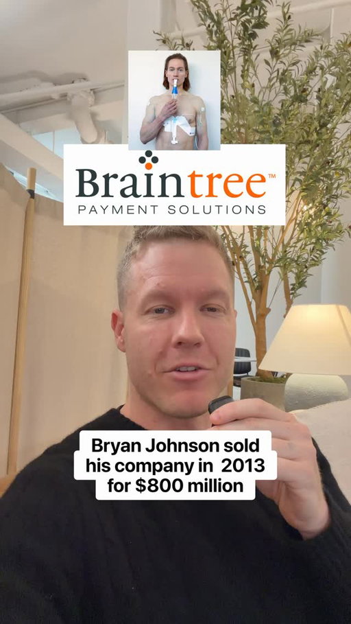 Bryan Johnson sold Braintree for $800M and shared his personal finances with me.

I’ve done about 50-70 of these interviews and I’m posting a bunch of them here but I’ve compiled all of them including this one into a document that is free and super easy to read of 50+ successful founders.

Comment “yes” and I’ll DM you it.