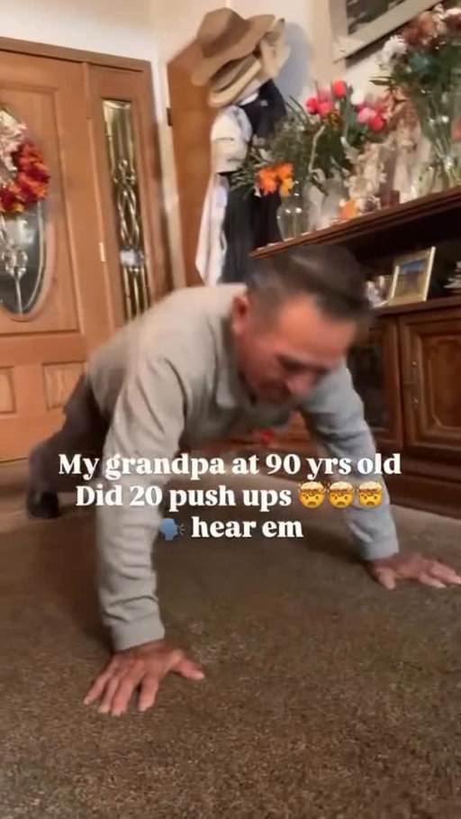 INSPIRATION, DAILY EFFORT & (NO) EXCUSES •
-
This is the 90 year old grandfather of @gasmoney1 doing 20 pushups, and check the form! He even pauses mid-set to rib one of his kids/grandkids about their partial rep tendencies. Ha!
-
I saw this when @gasmoney1 posted it (he has some great content on life design and aligning your work with deep meaning etc) and in addition to the impressive nature of the physical output of his 90 year old grandfather, a couple other things are extra cool/inspiring about it. 

1) he’s with family. A lot of people will see fitness stuff online and start saying “oh this is all they do” etc. but I encourage people pursue physical health and performance in the context of a full healthy life. It’s not in either-or. @athleanx @jockowillink @ken_rideout @cameronrhanes @drgabriellelyon = just few examples of those that have that balance And now @jellyroll615 too! (His transformation is !!!). 

2) @gasmoney1 told me that his grandfather just “does something physical every day”; and he still works. I dont know if he spent time in the gym (maybe, I didn’t ask but ), but he certainly puts in physical effort and has for his entire life. Daily investment pays off. 

3) He is laughing and having fun while pushing. This is so vital. When I was in my teens, the best advice I got about exercise was “learn to enjoy training really hard”. 

I internalized that and I also applied it to school and work and yes, you still need to learn how to relax and recreate! but you really can learn to enjoy working hard. As my colleague @draliacrum at Stanford says “a mindset is a setting for your brain” (so simple but so apt!)… a hard work is fun mindset will make your life so much better. 
-
So… anytime you’re thinking about making an excuse about physical exercise or find yourself resenting hard work, remember this guy pushing out 20 push-ups at 90! Surrounded by family. Joyfully.
-
Not incidentally, Huberman Lab podcast out right now is with
James Clear @jamesclear all about habit formation. It’s super practical and grounded in data. 
-
Thank you for your interest in science! 
-
#science #neuroplasticity #ageisjustanumber #family #effort
