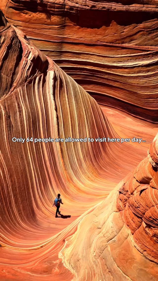The Wave in Arizona is considered one of the most beautiful hikes in America.

Due to its popularity and to preserve its fragile formations, a lottery system was put in place. Out of the thousands who apply daily, only 64 are allowed to visit per day. Making this one of the hardest places to visit in the US.

#southwest #travel #adventure #shotoniphone