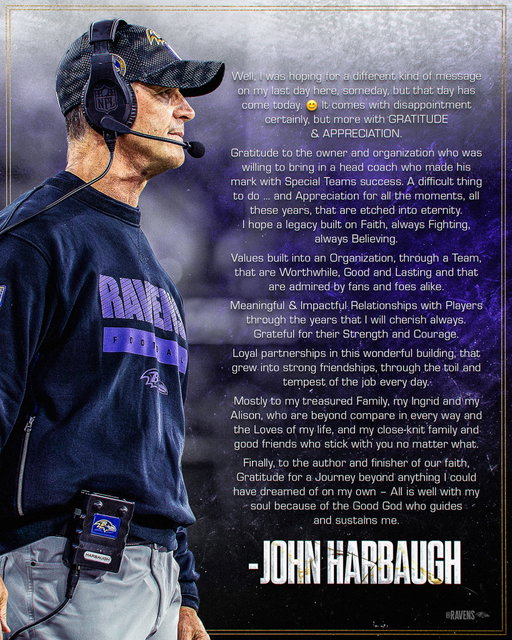 Statement from John Harbaugh
