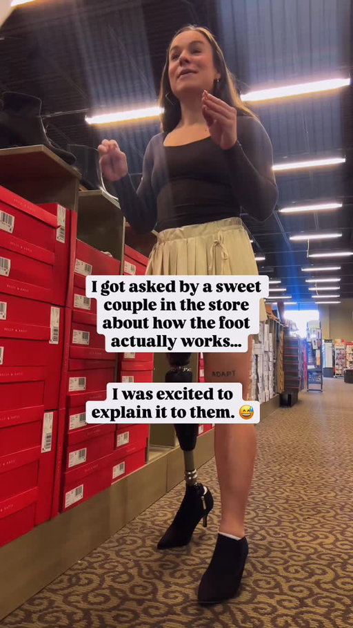 For an above-knee amputee, most prosthetic feet that are made for walking can’t have any ankle flexion, so it stays in a fixed position and the angle of the toes don’t change.

Sooo until now, I’ve literally never been able to shop for a heeled shoe.

I won’t use this foot all the time, because it’s not really made to withstand a ton of full impact activity - at least, not to the level of what I typically do in a day.

BUT when it comes to dressing up for an occasion or getting ready for a night on the town, this set up is perfect. 👌🏼