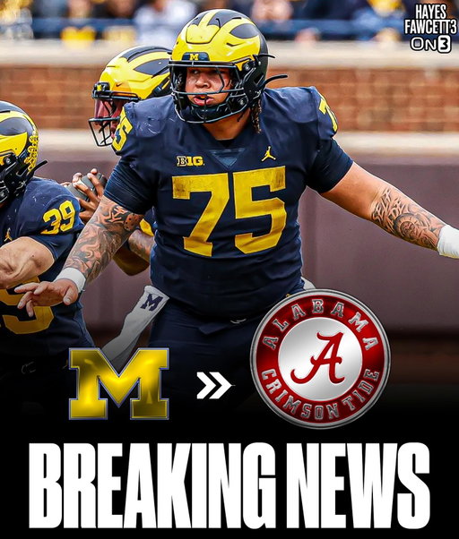BREAKING: Michigan true freshman transfer OL Kaden Strayhorn has Committed to Alabama, he tells @On3

The 6’3 318 OL will have 4 years of eligibility left

“Right back where It started, only better Philippians 4:13”
