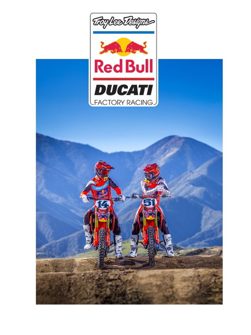 Different styles. Same mission. @JustinBarcia’s raw intensity. @DylanFerrandis’ calculated speed. Together, they anchor @TroyLeeDesigns @RedBull @Ducati Factory Racing as the team prepares for its first Supercross gate drop.