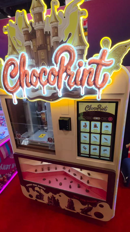 Brand new! Vending machine that 3D prints edible chocolate figures on demand! 

@sweetrobo #ces2026