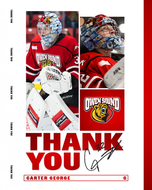 Georgy , from all of us at the Owen Sound Attack we want to thank you for all your hard work, energy and dedication during your time with the Attack. 🐻

#Onceabearalwaysabear #AlwaysAttack