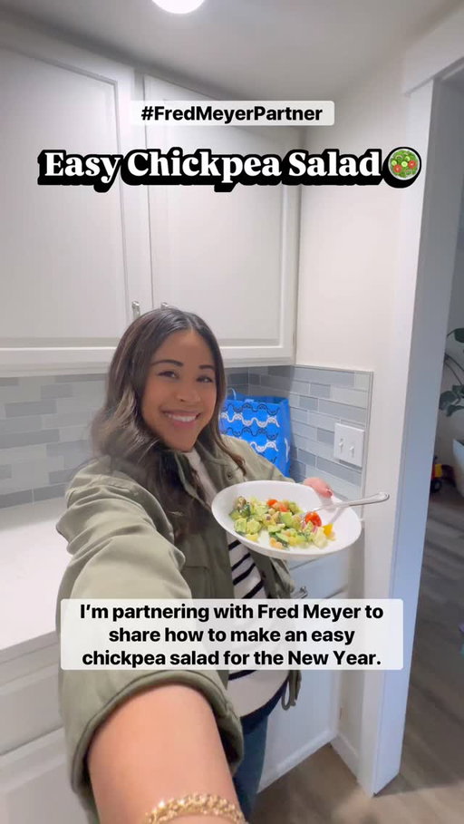 #ad Let’s make an easy chickpea salad for the New Year and save at @fredmeyerstores #FredMeyer #FredMeyerPartner #SaveWithKroger
 
Fred Meyer offers low prices in every aisle. And whether I’m shopping for my next salad or easy breakfast items, Fred Meyer is the destination for smart savings. I love being able to shop and get Fuel Points at Fred Meyer fuel! 
 
Here’s what I picked up for my easy chickpea salad:
	•	One english cucumber
	•	One can of chickpeas 
	•	½ Red onion
	•	A package of Private Selection medley of tomatoes
	•	A ripe avocado
	•	Private Selection Feta Cheese 

Save this recipe for an easy chickpea salad for the New Year. And swing by Fred Meyer or click the link to my bio to find everyday low prices! You’ll also save at the pump with Fuel Points. Fuel restrictions apply.