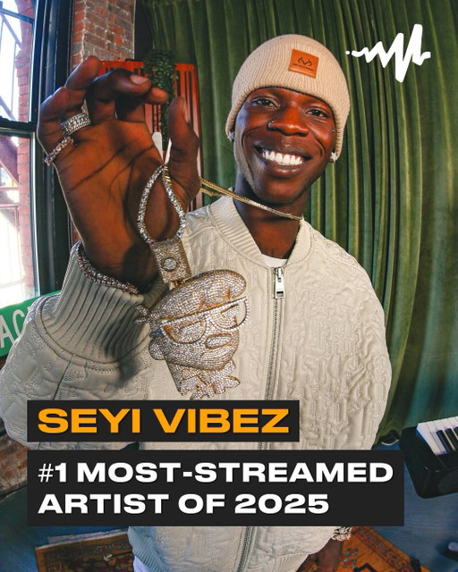 THE MOST-STREAMED ARTISTS OF 2025 ON AUDIOMACK 🏆 

1️⃣ Seyi Vibez
2️⃣ Black Sherif
3️⃣ Asake
4️⃣ Burna Boy
5️⃣ Fola
6️⃣ Kizz Daniel
7️⃣ T.I Blaze
8️⃣ Zinoleesky
9️⃣ Ayo Maff
🔟 Tml Vibez

Who’d you listen to most in 2025?