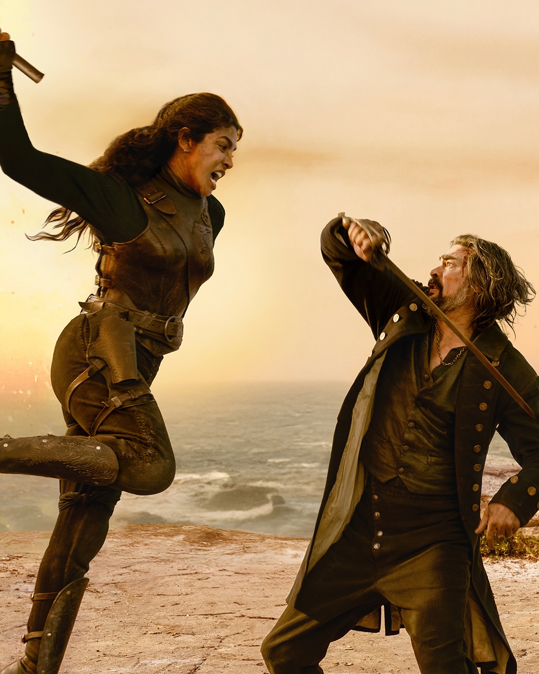 Survival at any cost. Here’s an exclusive first look at Priyanka Chopra Jonas and Karl Urban in The Bluff. Premiering February 25 on Prime Video.