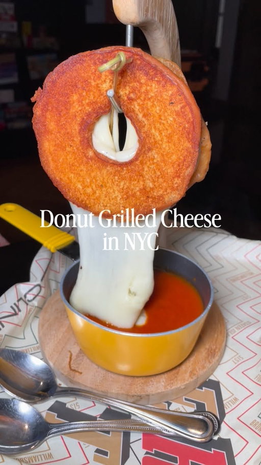 Hey Cousins! 

Can you even believe this #grilledcheese from @clintonhallny in #nyc ? If you love #cheese and #donuts and you’re a #nycfoodie then this is the meal for you! 🍩🧀🍅
