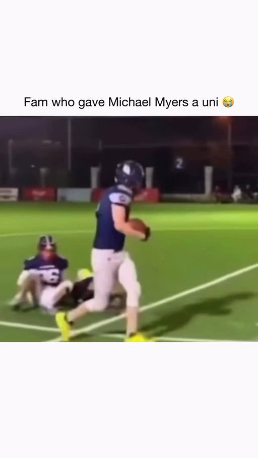 Michael Myers on a football field feels like something straight out of a horror movie — because it basically is. No expression. No words. Just that mask staring through the facemask while everyone else is trying to focus on the snap. 🏈🎃

It’s the contrast that makes it unforgettable. Football is loud, emotional, and chaotic — and then there’s Myers, standing there silent and unmoved, like the game itself doesn’t apply to him. Every snap feels tense, like something bad is about to happen whether he touches the ball or not. 😳

Some moments go viral because of skill. Others go viral because they’re surreal. Michael Myers playing football was unsettling, hilarious, and impossible to forget.

Follow me (@sickgrabs) for more football! 🏈

( via: @realdockery )
#michaelmyers #football #viral #halloween #sportsmoments sickgrabs