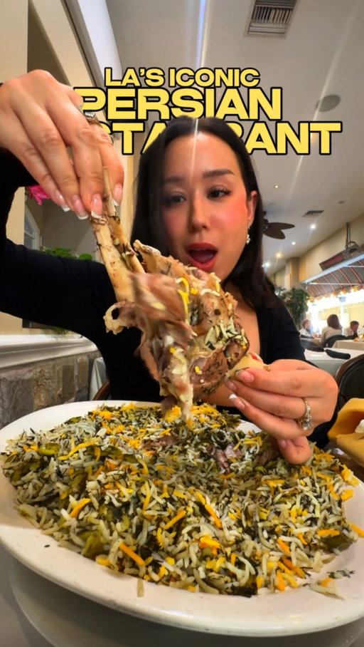 eating at LA’s fave persian food spot! 🇮🇷🔥

🍖OUR ORDER🥘
• MAST MOOSIR | $13 | creamy yogurt and shallot dip
• KASHK O’ BADEMJAN | $14 | fried eggplant dip with caramelized onions
• TAHDIG WITH TWO STEWS | $14 | crispy rice with herb and split pea stews
• SOLTANI ENTREE | $40 | filet mignon and ground beef kabobs
• LAMB SHANK (MAHICHEH) WITH BAGHALI POLO | $23 | slow cooked lamb with dill and lima bean rice

🔖 @raffisplace 
📍211 E Broadway, Glendale, CA 91205
🚗 Valet, metered parking, and the nearby Market Place Parking Structure offers the first 90 minutes free

#persianfood #kebab #tahdig
