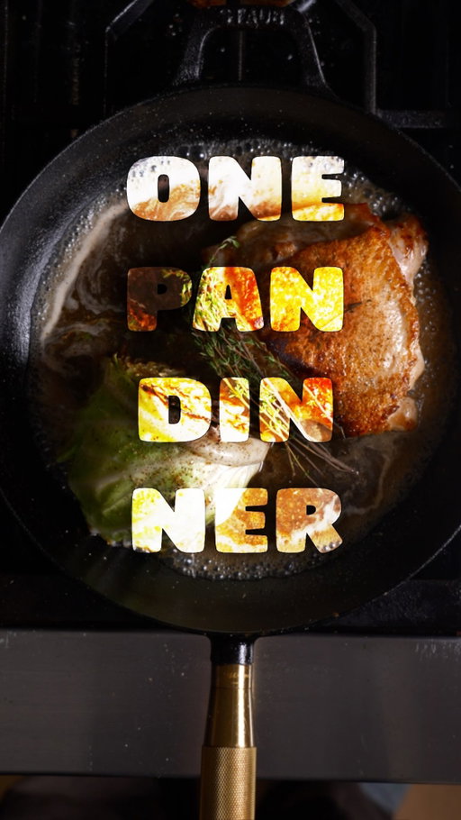 comment “ no ice “ for the recipe on this tasty one pan dinner. cabbage is so underrated. seared in chicken fat and slightly braised in stocked with herbs is just… so good.