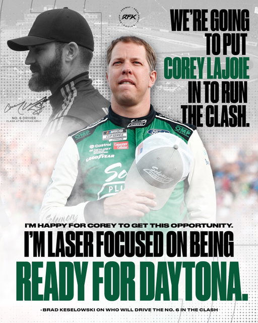 Brad’s full-time job right now? To be ready for DAYTONA. 🙏🏻

Welcome to the No. 6 for The Clash, @CoreyLaJoie.
