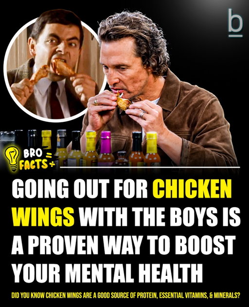 Did you know Chicken wings are a good source of lean protein? 🍗

A single wing packs around 6 grams of protein. 10x wings = 60gs of protein, which essential for building and maintaining muscles. 💪 

When your body’s taken care of, your brain usually follows. 🧠

Wings also contain vitamins A and B, plus iron and calcium, which support energy levels, immune function, and overall cell health, which are all things that play a role in mood, focus, and stress management. 

Let’s not also forget to mention that chicken wings are almost carbohydrate-free. 👍

But here’s the real mental health boost:
You’re out of the house, off your phone, laughing, and yapping with the boys. That social connection alone is proven to reduce stress, fight loneliness, and improve overall mental well-being. 

Obviously, cooking method matters. If you’re a drown your wings in sauce or ranch kind of guy… the bad can outweigh the good. Especially if they’re deep fried. 😬

But grilled, baked, or air-fried wings? Bingo. 🔥

Moral of the story: Sometimes taking care of your mental health just means ordering wings with the dudes. 

Follow 👉 @brobible for more #brofacts 💡

#guys #dudes #men #bros