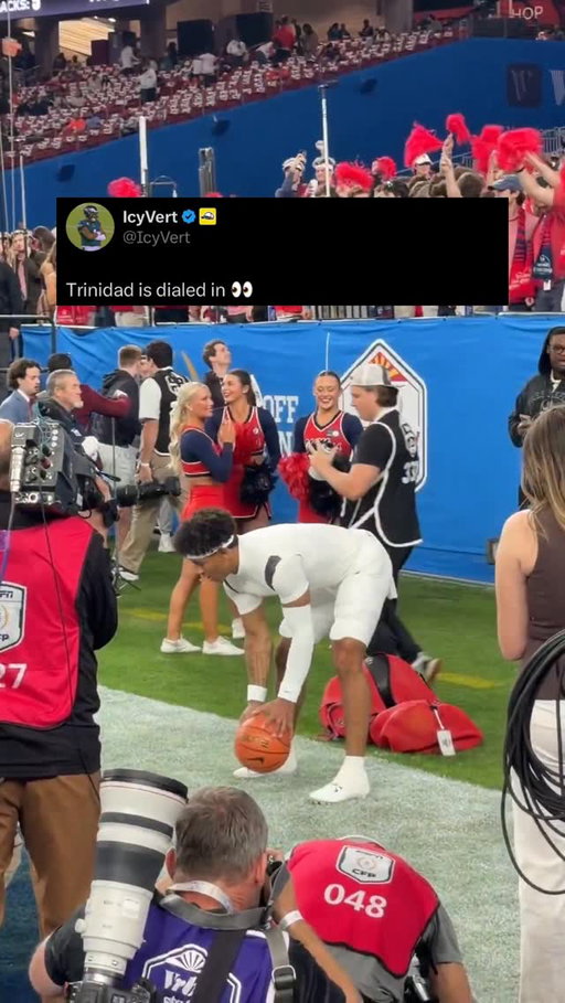 Trinidad Chambliss channeling his inner Steph Curry before the Fiesta Bowl 👀