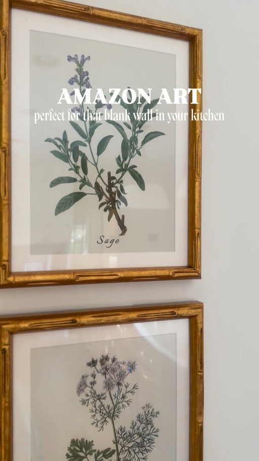 Back in stock! I posted these a few months ago and yall sold the sage and coriander but they are back! As seen in my kitchen. I love these gold bamboo frames that come with herb prints inside. So affordable and will elevate your kitchen in a snap! That blank wall in your kitchen is begging you to buy these 🖼️ 

Comment ART and I’ll send the link to your dm!