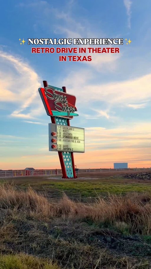 ✨ Magical Retro Drive In Theater & Diner ✨
You have to check out @starsandstripesdriveinnb! It’s a retro drive in theater and diner in New Braunfels, TX, and with the weather being so nice, it’s the perfect time to go. Perfect for a family outing or a date night that we absolutely love! 🚗🍿🎥

Grab movie favorites and classic eats at their retro diner or feel free to bring your own food and drinks! They even have a playground for the kiddos. 🛝🌭

🎫 Ticket Prices range from $7.50-$11.00
(I recommend buying tickets on their website ahead of time!)
🦮 Leashed pups are welcome!

📍 1178 Kroesche Ln, New Braunfels, TX

Other Drive In Theaters in Texas:
📍 @starsandstripesdrivein, Lubbock, TX
📍 @docsdriveintheatre, Buda, TX
📍 @coyotedrivein, Fort Worth, TX
📍 @bigskydriveintheatre, Midland, TX
📍 @galaxydriveintheatre, Ennis, TX

#drivein #driveintheater #texas #texastodo #thingstodointexas