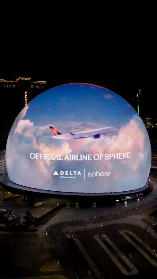 the first official airline of @spherevegas as seen from the sky 👀 Tap the link in bio to learn how to experience the best of innovation, connection and entertainment with two icons ✈️🌐