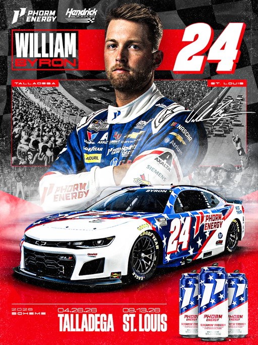 Built to go fast! 🏁 Introducing the No. 24 @phormenergy Chevrolet. Ready to roll into the 2026 #NASCAR Cup Series season at @talladega and @wwtraceway.
