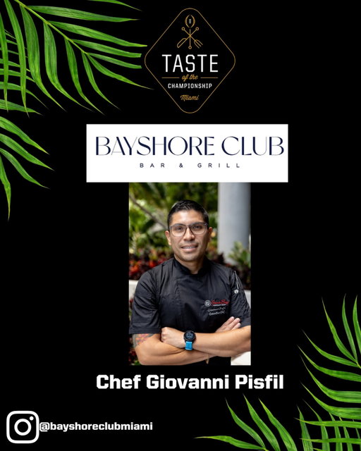 🍽️ CHEF REVEAL 🍽️
 
We’re excited to welcome Chef Giovanni Pisfil of Bayshore Club as one of the featured chefs at Taste of the Championship Miami! 🌴✨
 
As Executive Chef of the waterfront Bayshore Club in Coconut Grove, Chef Pisfil brings a fresh and inspired approach to modern coastal cuisine, crafting dishes that complement the restaurant’s laid-back yet refined seaside atmosphere. With a passion for quality ingredients and creative execution, he helps shape a menu that celebrates Miami’s vibrant dining culture and the relaxed luxury of seaside living.
 
Join us as top chefs come together for an unforgettable night of food, culture and championship energy 🏆🔥
 
📍 M2 Nightclub, Miami Beach
📅 Sunday, January 18th 2026 5-8PM
🎟️ Link in bio
#CFBPlayoff
#TasteOfTheChampionship
#TOTC2026