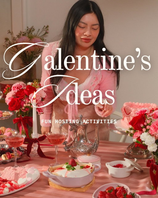 Galentine’s Day ideas for your next party 🎀🌸 but you can also use these for any spring party! + don’t forget to follow for more hosting ideas 💕

Charm bar — design your own charm jewelry
Floral arranging — build a small bouquet or tabletop arrangement
Paint & sip — sip something pretty and paint whatever feels right
Tea party — an afternoon of tea, sweets, and conversation
Apartment cafe — coffee, pastries, and a café moment at home
Indoor picnic — a cozy picnic spread on the living room floor