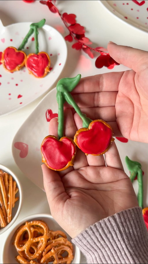 Easy cherrie treats🍒

These are cute, delicious, and easy!

What you will need:
• Pretzels (twisty and straight)
• Green candy melts
• Red candy melts
You could dye white chocolate with your choice of food coloring too

My daughters description: “this is a yummy valentines treat that you can enjoy yourself, or split to share with someone you love” 

Save for later or send to your bestie you would share these with!

#cherry #🍒 #chocolatedipped #galentines #valentinesinspo 

chocolate dipped, dipped pretzels, chocolate dipped pretzels, cherries, chocolate cherry, valentines treats, valentines theme, galentines, galentines part, galentines day