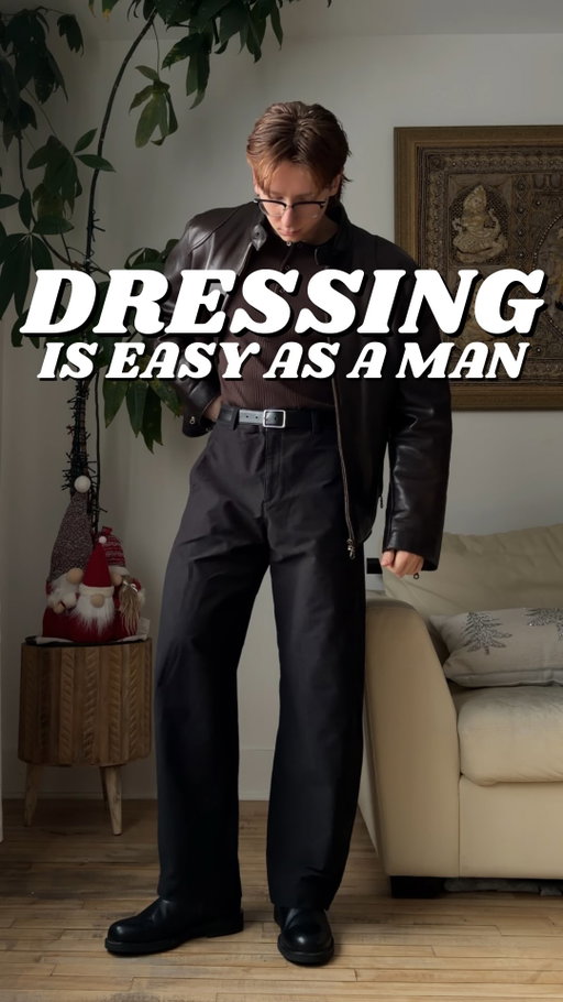 Dressing is simple, but not easy. Find everything below

Full outfit breakdown:
Leather jacket (from Facebook marketplace) @danier_official 
Textured Henley: @zaraman 
Belt: @massimodutti 
Barrel pants: @uniqlocanada 
Watch: @versace 
Boots: @vagabondshoemakers 
Fragrance: @chanel.beauty 

#outfitinspo #mensfashion #howtodress #fashion