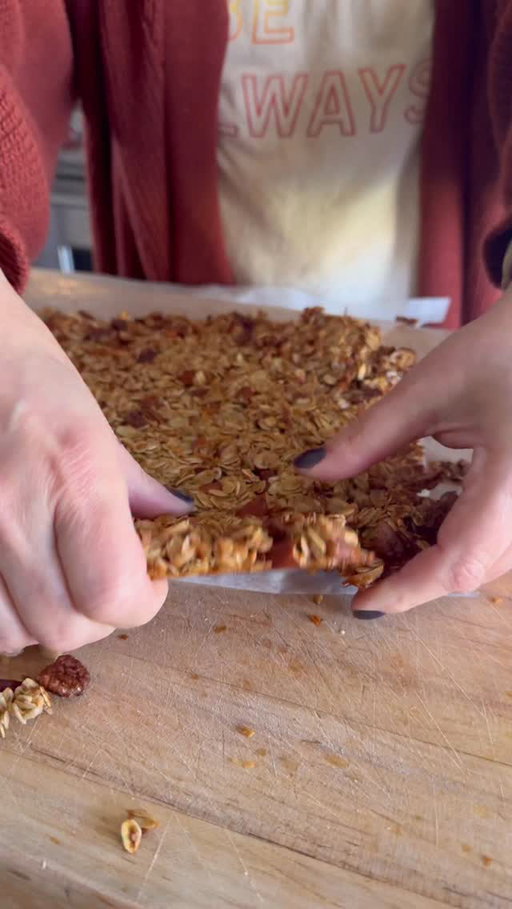 The secret to making granola clusters 👀

I have @minimalistbaker to thank for this incredible recipe! I only slightly adapted her original “Super Chunky Coconut Granola” recipe to create what we have here: the most perfect granola clusters I’ve ever had! 😍

The Perfect Granola:

3 cups oats
1/2 cup sweetened shredded coconut
1/2 cup unsweetened shredded coconut
1 cup almonds, chopped
1 cup pecans, chopped
2 tablespoons brown sugar
1/2 teaspoon salt
6 tablespoons coconut oil
2/3 cup maple syrup
2 teaspoons vanilla extract
1 cup Craisins

1. Preheat your oven to 325F.
2. In a pot over medium/low heat, melt the coconut oil, maple syrup, salt and brown sugar together. Remove from heat once the sugar is dissolved and everything is well combined. Add in the vanilla extract and stir together.
3. In a large bowl, combine the oats, shredded coconuts, pecans, and almonds.
4. Pour the maple syrup mixture into the bowl with the oat mixture and stir well until fully coated.
5. Dump the granola onto a parchment lined baking sheet and bake for 20 minutes. Turn the sheet around and bake an additional 5 minutes. Let cool completely. 
6. Break off clusters as large as your heart desires and sprinkle the Craisins all over. 

Pieces of granola have their place in my heart, but nothing beats a big cluster of granola if you ask me! It’s perfectly sweet, crunchy, salty, and of course…addictive! I made this for New Years gifts for my cousins this year and I can’t wait for them to try it. Add this to your list of consumable gifts and I promise they will be asking for the recipe!

#mybizzykitchen #granolarecipe #granolaclusters #easyrecipes
