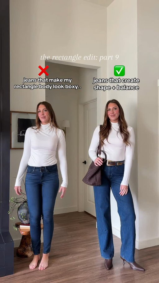 If you have a rectangle body and feel “off” in skinny jeans, it’s not you. Relaxed-fit denim adds structure, movement, and instant balance. Follow @macymalonee for the Rectangle Edit—I break down what actually flatters so getting dressed feels easy again & say ‼️WANT‼️ for outfit details & more rectangle body type jean options!

How to dress your body type, how to dress my body type, rectangle body shape outfits, outfit inspo https://liketk.it/5KZUm