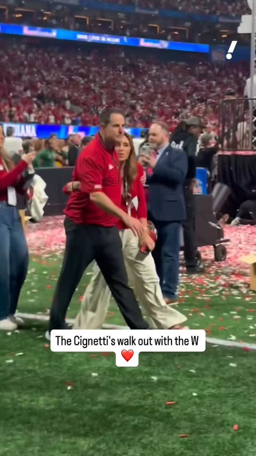Curt Cignetti and his wife share a moment after the Peach Bowl win 🫶